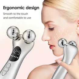 Microcorrente facial elétrico Medidor de beleza LED Display Roller Roller Massager Skin Compact Vibração 240430