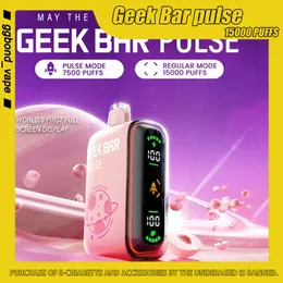 Produtos certificados 16ml Preenchido 650mAh caneta de vape descartável 5% Bateria recarregável 17 sabores 15k Puffs vapes Kit Geek Pulse 15000 Puff original