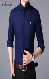 2020 Fall New Fashion Brand Designer Shirt Man Dress Shirt Long Sleeve Slim Fit Button Down 100 Cotton Casual Mens Clothing 10218616034