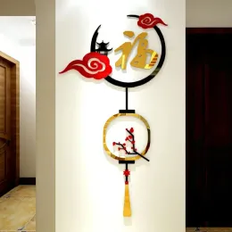 Adesivos estilo chinês primavera decoração festiva adesivos de parede vara