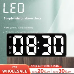 Relógios Mesa de espelho de LED Relógio Digital Alarme Snooze Exibição do tempo Desktop Table Clocks Relógio de desktop Relógio