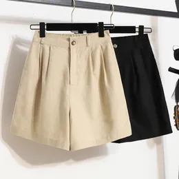 Plus storlek 3xl 4xl 5xl linneshorts för kvinnor hög midja bred ben 2023 sommar sexiga mini byxor kvinnliga kläder 240420