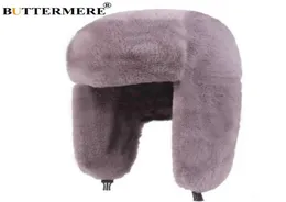 BUTTERMERE Fur Caps Women Bomber Hats Pink Winter Hat Russian Female Thicker Warm Solid Soft Windproof Ear Flap Ushanka Hat 2010198679062