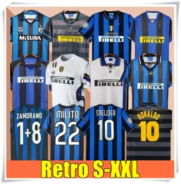 1997 1998 Retro Soccer Jersey Finals 2009 Milito Zanetti Sneijder Milan Eto'o Football 97 98 99 95 96 Djorkaeff Baggio Adriano 10 11 07 08 09 Zamorano Ronaldo