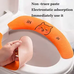 Toilet Seat Covers Universal Toilet Seat Cover Cartoon Sticker Sticky Cushion Wash Bathroom Heater