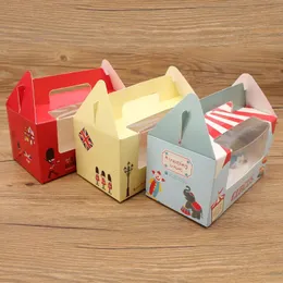 20pcs cupcake boxes handle window Kraft Paper Gift Packaging box for kids Birthday home Party Circus soldier White customized 240426