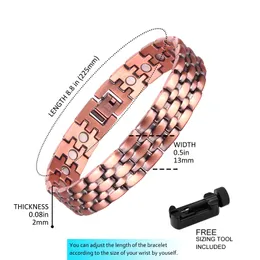 Vintage Pure Copper Armband för män Artrit Smärta Relief Bioenergi Blodtryck Armband Hälso Bangle Jewelry 240507