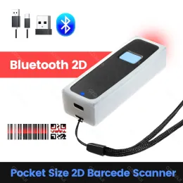Scanners KMZONE Mini Pocket Barcode Scanner USB Wired Bluetooth 2.4G Wireless 1D 2D QR PDF417 Bar code for iPad iPhone Android Tablets PC