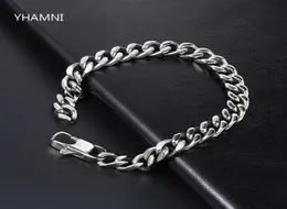 8mm Men039S Armband Rostfritt stål Curb Cuban Link Chain Silver Color White Gold Armband Män Kvinnsmycken Gift 1721cm HB36127933