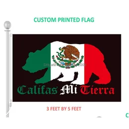 Bandeira bandeira costume Califas Mi Tierra Aztlan Polyester Flag Decorativo com dois ilhós 3x5 pés Drop Drop Home Garden Festive PA DHTJT