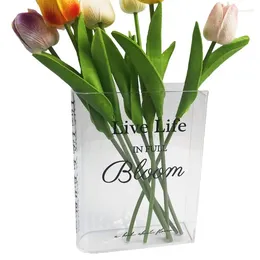 Vases Book Shape Acrylic Vase Artistic Modern For Flowers Dried Flower Arrangement Container Decorative Bookshelf Decor