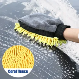 Handskar 2 i 1 Coral Fleece biltvätthandskar Fördjikade bilar Rengöringshandskar Absorberande borsthandskar Auto Detail Care Cleaning