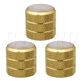 Akcesoria Golden Three Circle Dome Knobs + White Glass Top do gitary elektrycznej 3PCS