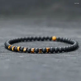 Braccialetti di fascino 2024 perle da seme da 4 mm Bracciale uomini neri opaconi di pietra per pietra per braclotto accessori per leisure