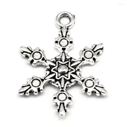 Charms Snowflake Jewelry Making Pinglen Pinglen Jewelri 17x23mm 10pcs Antique Silver Color