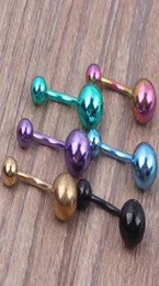 wholes 100pcslot mix 7 colors stainless steel Plated Titanium body piercing jewelry navel Bar belly button ring4747122