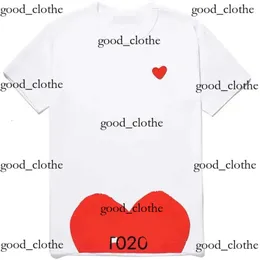 CDGSプレイデザイナーメンズTシャツ日本赤レッドラブレディースコム完全レーベルTshirt Polo desバッジガーコンコットン刺繍エッセンシャルクロージング649