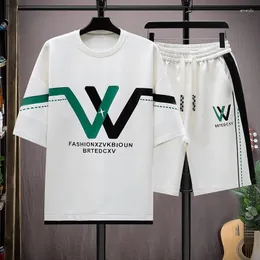 Men's Tracksuits 2024 Summer Sets Tshirt For Men Casual Clothing Joggers Set Print T Shirt Shorts 2 Piece Suit