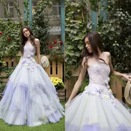3D Sexy Color Illusion Gradient Strapless Adust Dress Floral Applique Gonne a più gighette Tulle Party Evening ES