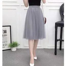 Skirts Sping Summer Fashion Korean womens mesh skirt pleated skirt A-Line high waisted skirt womens skirt new lace skirt Q240507