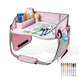 Car Seat Travel Tray Safety Seat Play Table Organizer Storage Snacks Toys Cup Holder Waterproof For Baby Children Kids Stroller 240506