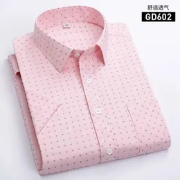 Men's Dress Shirts Print Summer New Mens Short-Sled White Social Dress Shirts Classic Plaid Stripes Cotton Slim Business Casual T-Shirt d240507