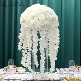 Decoration 35/45/50CM Artificial Flower Table Centerpiece Wedding Decor Road Lead Bouquet DIY Wisteria Vine Flores Ball Silk Party Event