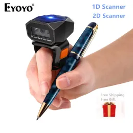 Scanners Eyoyo EY016 2D Wearable Ring Streckkodscanner Mini Portable 3in1 USB WIRED 2.4G Trådlös Bluetooth Finger Scanner iPad iPhone