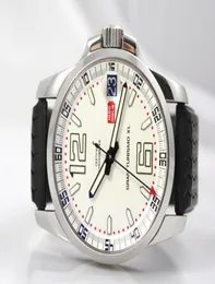 Zupełnie nowa sprzedaż Miglia XL White Dial Men Men Automatyczne maszyny zegarek ze stali nierdzewnej męskie na nadgarstku gumka 9194829