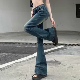 Frauenhose Capris Cargo Hosen Frauen Jeans niedrige Taille ausgestattet Jeans Farbe Blockierhose Korean Strtwear Retro Hosen Frauen Denimhose Y240504