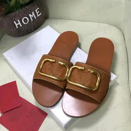 Klassisk Big V Metal Buckle Women Sandals Designer Letter Flat Sslippers Summer Womens Flat Beach Sandal Luxury Ladies Cool Slides Shoes Shoes