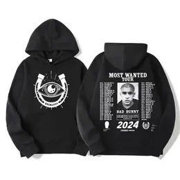 Hip hop kötü tavşan 2024 en çok aranan tur kapüşonlu kadın nadie sabe lo que va a pasar manana albümü büyük boy sweatshirt üstleri 240423