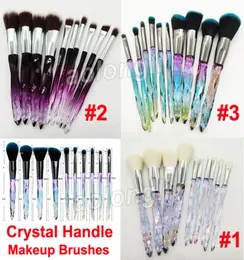 Escovas de maquiagem alça de cristal conjunto de 10 pcs pincel cosmético diamante transparente kabuki contorno em pó de fundação escova de escova de olho s9104251