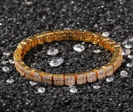 18K Goldsilverblack Gold Cz Iced Out Циркон теннисный браслет для хип -хоп женщин мужские ювелирные изделия с одним рядом.