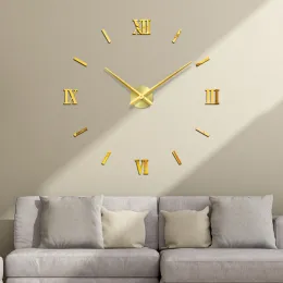 Часы 48 "Rome Digital Number Wall Clock 3D Современные DIY Внутренние римские настенные часы 3D зеркало Diy Dec