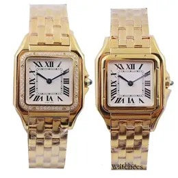 مصمم أزياء Womens Gold Watches عالي الجودة Panthere 22mm مربع ساعة الهدية الكلاسيكية الياقوت الأزهار المائية مونتر لوكس جولد سيير كول 924407