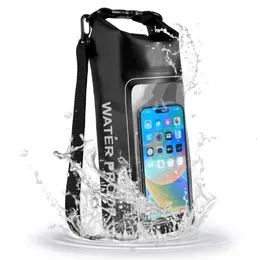 2L Waterproof 2in 1 Duffel Bag Cell Phone Bag PVC Swimming Storage Bag Outdoor Beach Boating Water Sports Accessories 240428