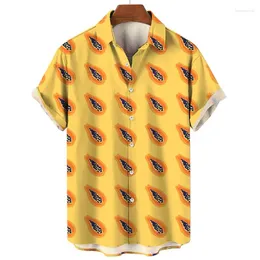 Camicie casual maschile Fashion 2D Fruits Lemon Orange Papaya Printing per uomini Kid Cool streetwear Short Summer Hawaiian Clothing Tops