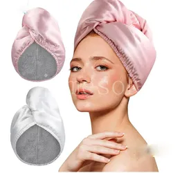 Super absorbierende Anti-Frizz-Instant trocken doppeltes Stoff Mikrofaser Satin Haar Turban Trocknen Easy Twining Tuch DF125