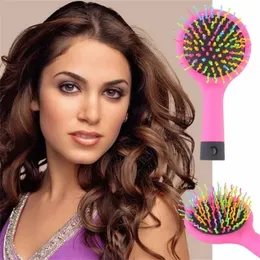 Rainbow Volume Anti-Static Detangler Hair Curl Prost masaż grzebień do włosów narzędzia do pielęgnacji włosów z lustrem fryzjerskim