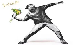 Modern Art Banksy Flower Bomber Resin Figurine England Street Sculpture Statue Polystone Figure Collectible 2112297665447