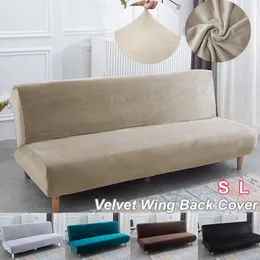 Stuhlabdeckungen Samt Armless Sofa Bett Klapper Sitz für moderne Futon Dehnung Wohnzimmer Elastischer Couch Beschützer