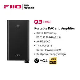 Converter FiiO Q3 MQATHX Balanced DAC/Headphone Amplifier DSD256 384kHz/32bit with AK4452 2.5/3.5/4.4mm Output