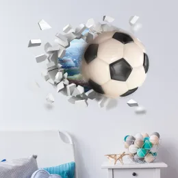 Aufkleber 3D Fußball Sport Wandaufkleber für Kinderzimmer Kinderzimmer Wanddekoration gebrochene Wandloch -Abziehbilder Dekor TV Hintergrund Kunst Wandmalerei