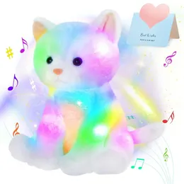 30cm luminous LED light toy cat doll music filling Kawaii sleep throw pillow girl lullaby plush animal children 240506