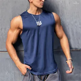 Tanques masculinos de tampo 2024 EST GYM SUMPLEN GYM GYM HIGH MASH CAMISE Camiseta sem mangas T-shirts Men Fitness Sports Casual Casual Casual