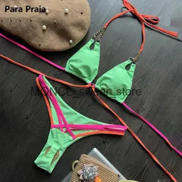 Frauen Badebekleidung Para Praia Neue Metallic Chain Bikini 2023 Sexy Push Up Frauen Brasilianer Badeanzug Thong Biquini zweiteiliger Badeanzug H240507