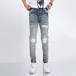 Designer di luxurys jeans angosciata francese moda pierre dritto maschile ho buco elastico denim jean maschi pantaloni magri elasticit 8888