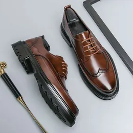 Brogue Leather Busniess Men Formal Dress Oxfords Fashion Office Gentleman Dinner Shoes Schoenen Heren