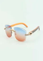 2022 Bouquet Diamond Sunglasses 3524015 with Natural orange wooden sticks and cut Lens 30 Thickness8085606